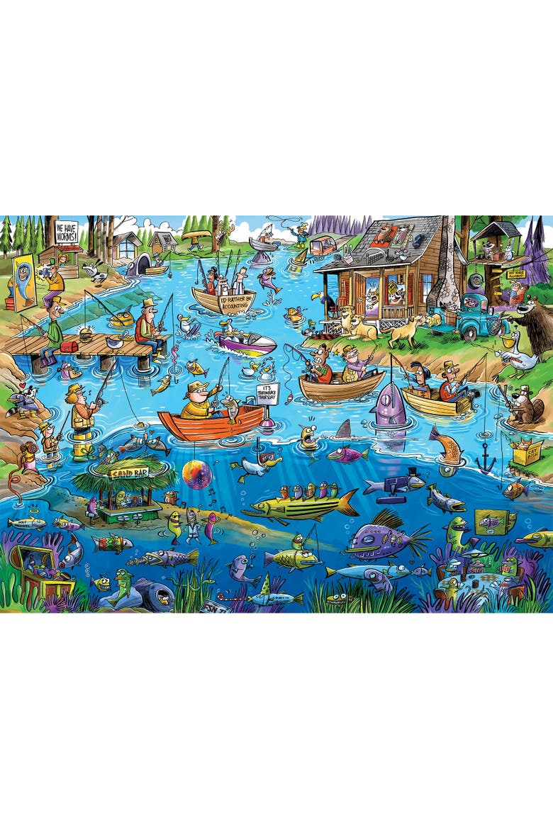 Gone Fishing 1000 Piece Puzzle Reference Poster Included, Alternate, color, Multicolored