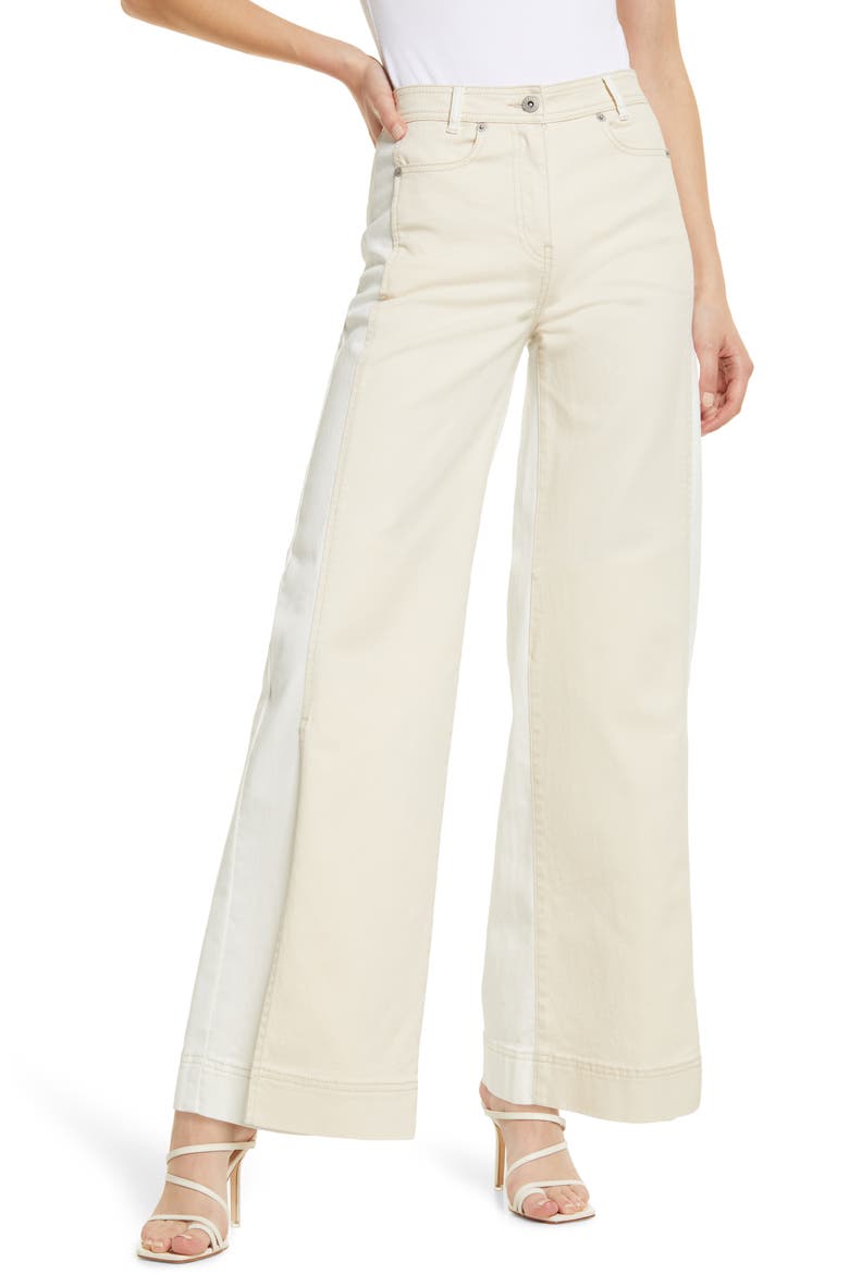 Two-Tone High Waist Wide Leg Jeans, Main, color, IVORY