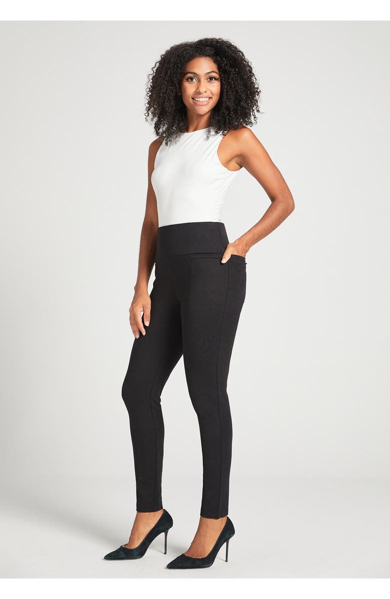 Betabrand Power Down DPYP Dress Pant Yoga Pant Skinny, Alternate, color, Black