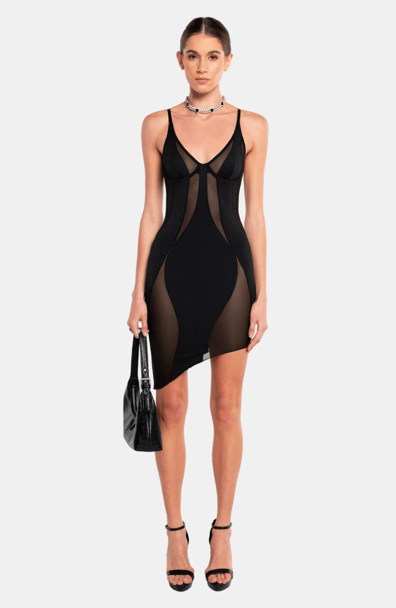 OW Collection Swirl Mini Dress, Alternate, color, Black