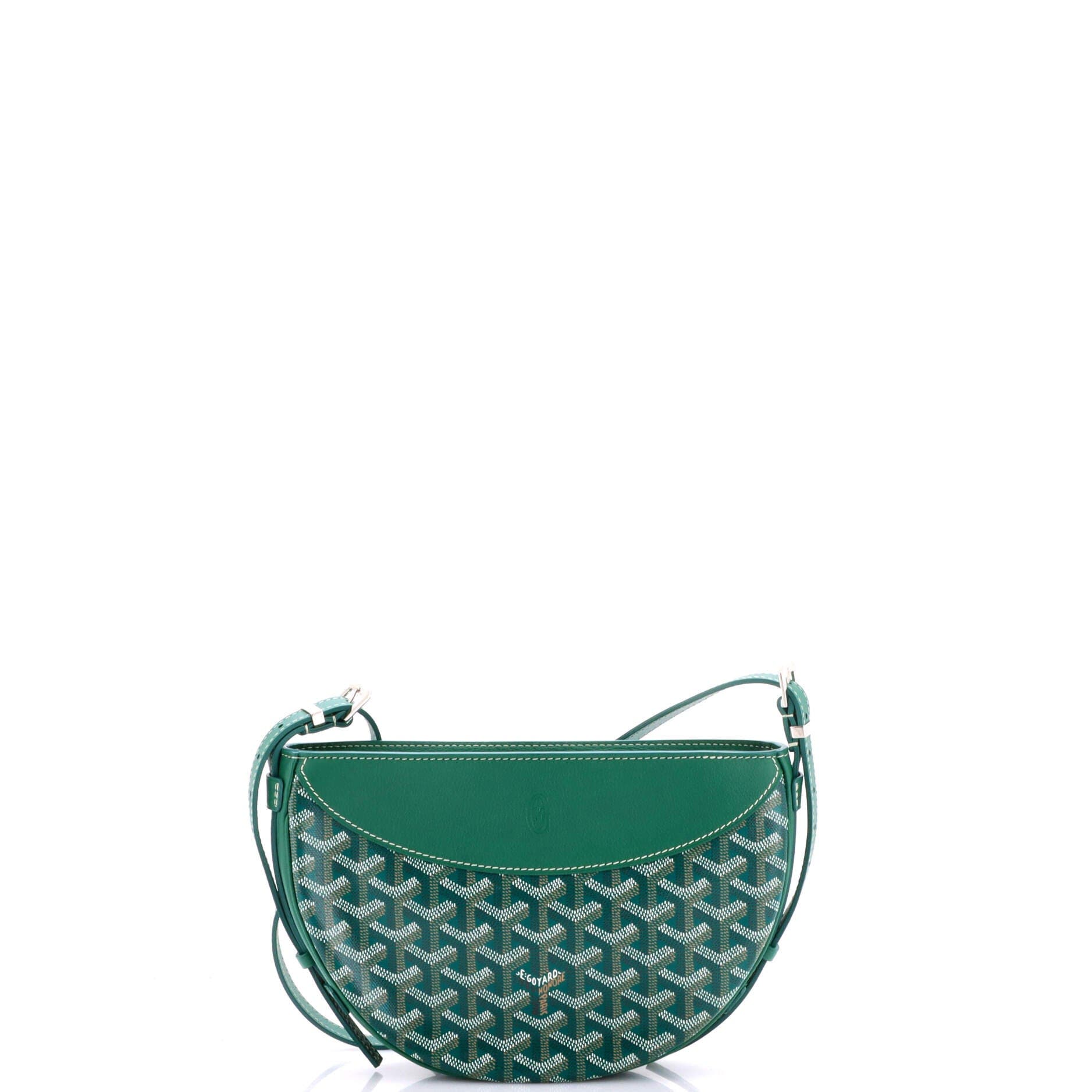 Hirondelle Shoulder Bag Coated Canvas and Leather, Alternate, color, Green