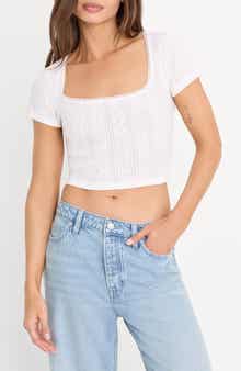 The Pointelle Square Neck Cotton Crop Top