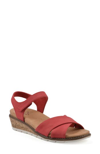 Cliffs By White Mountain Tinna Wedge Sandal In Red Nubuck