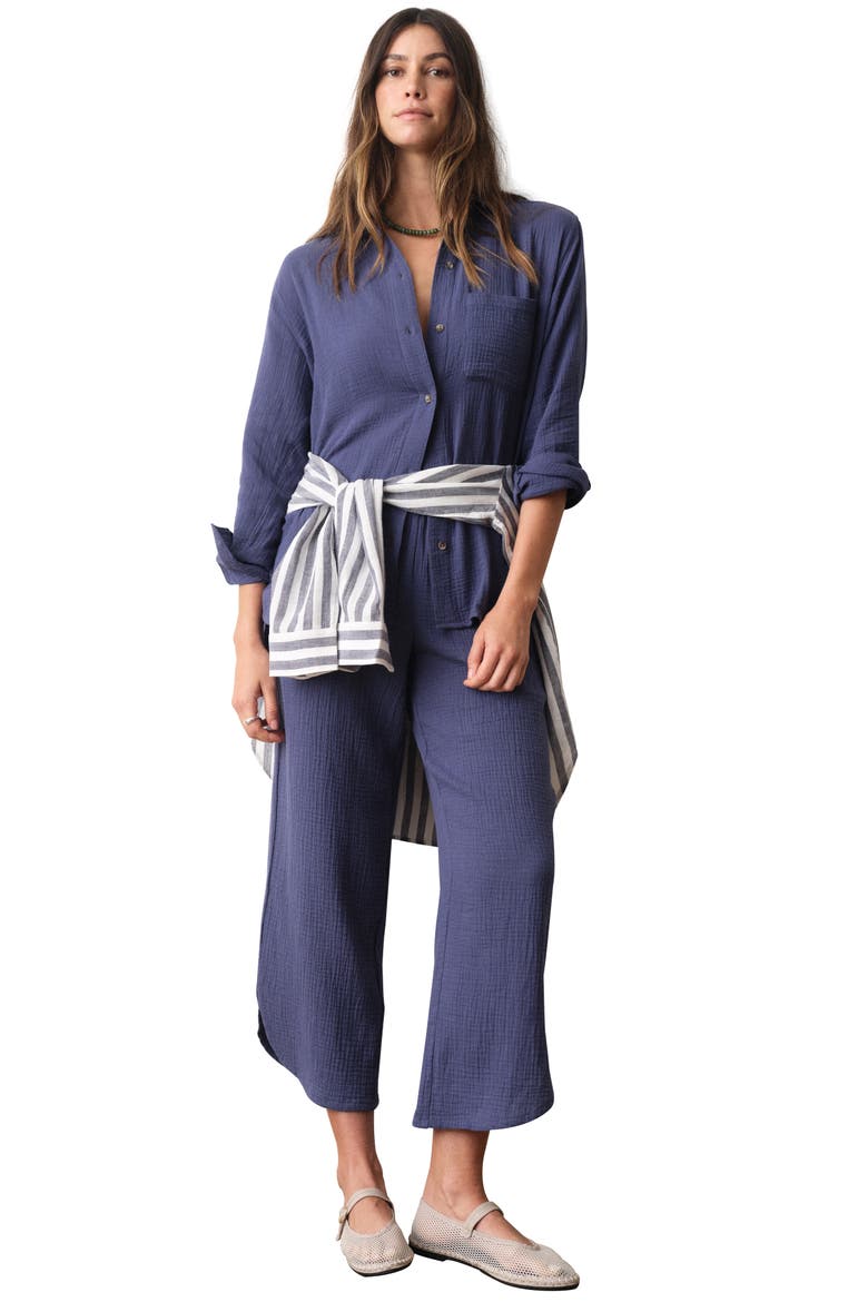 Jane Relaxed Double Cloth Button-Up Shirt, Alternate, color, BAY BLUE