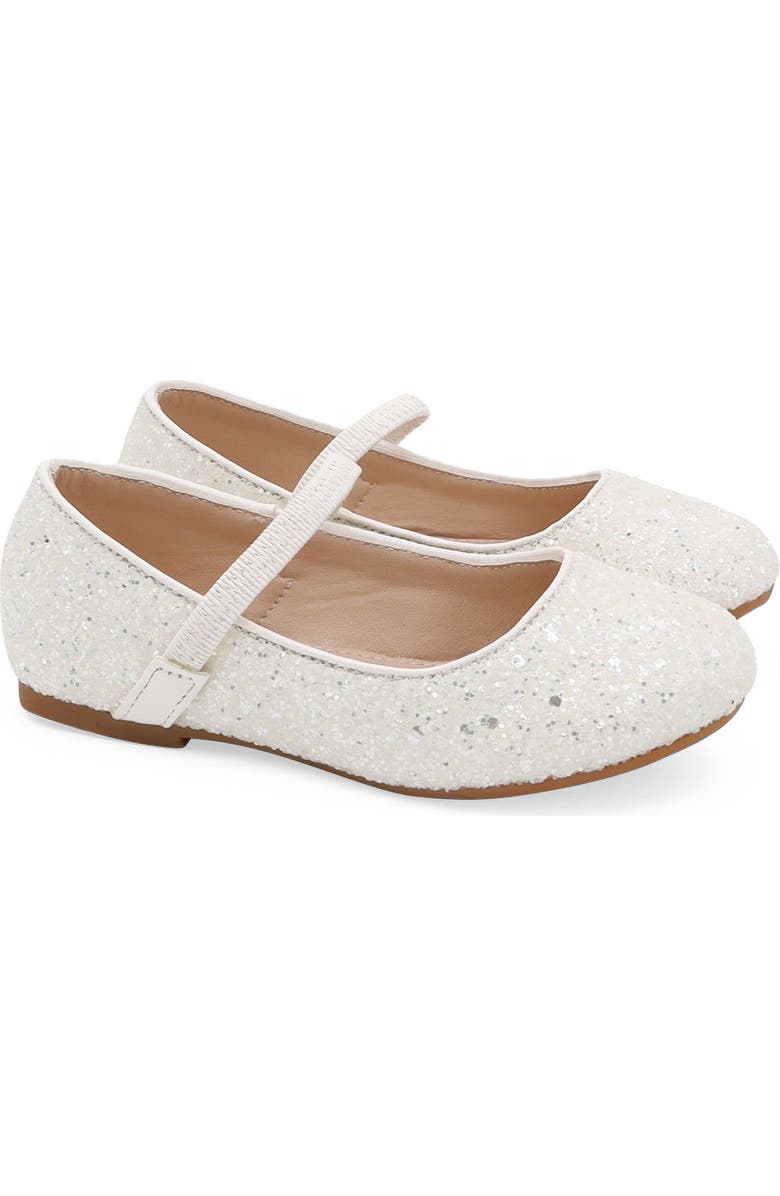 Kailee P Ridley-RG Rock Glitter Mary Jane Ballet Flats, Main, color, White