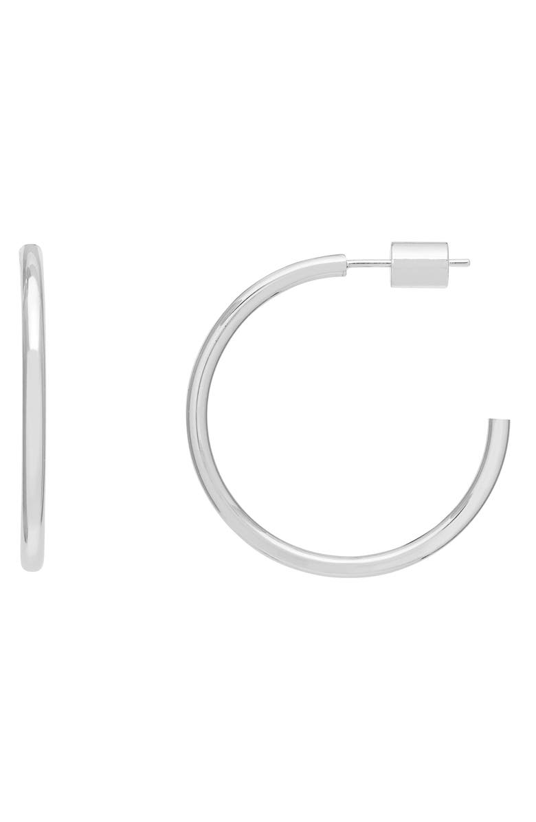 Estella Bartlett XL Hoop Earrings, Main, color, Silver