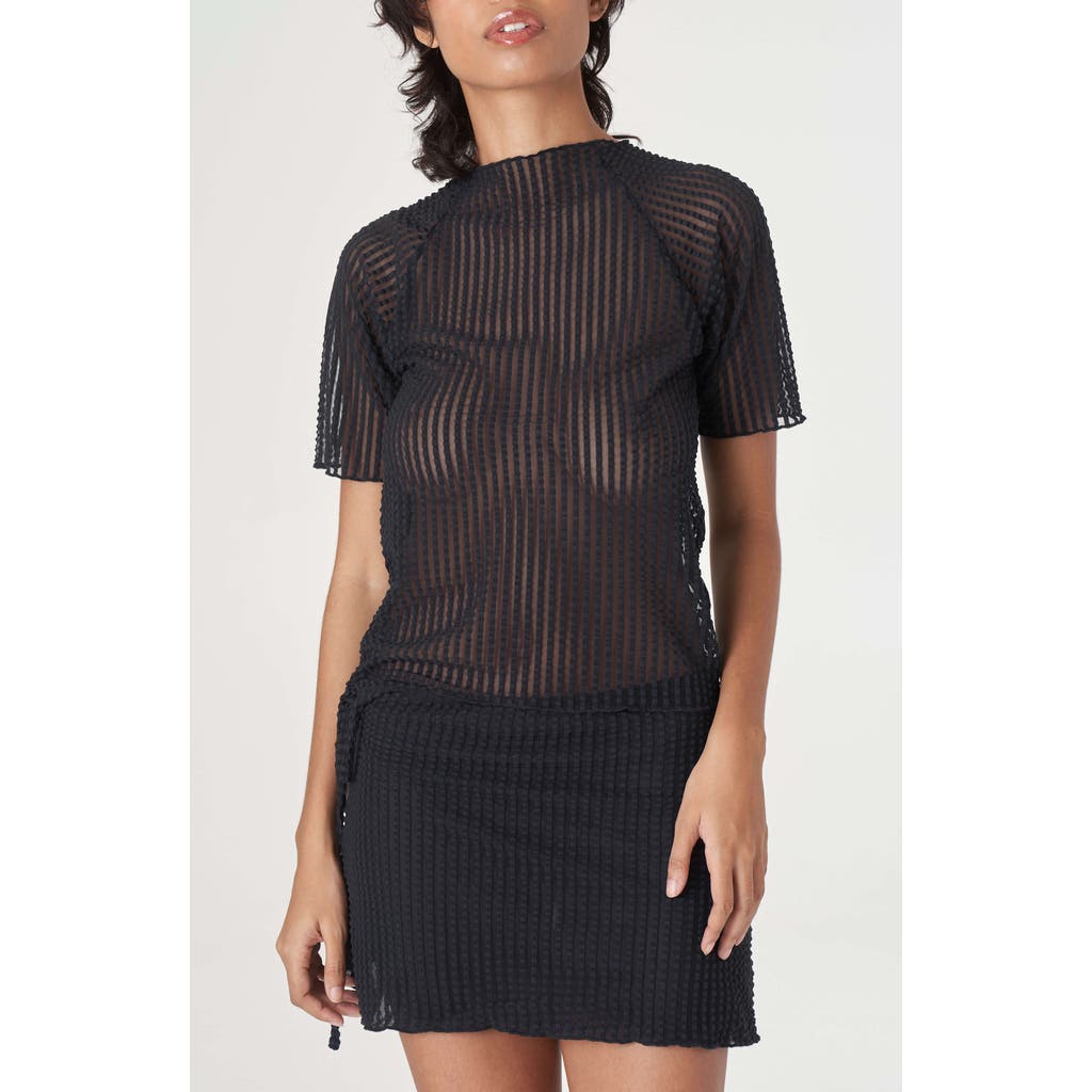 Find Me Now Addison Sheer Stripe Top In Black