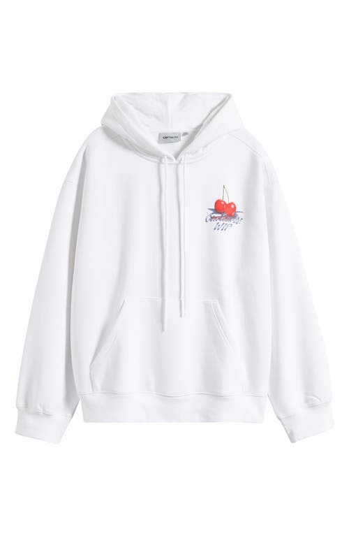 Carhartt Hooded Graphic Print Sweater With Front Pocket In White
