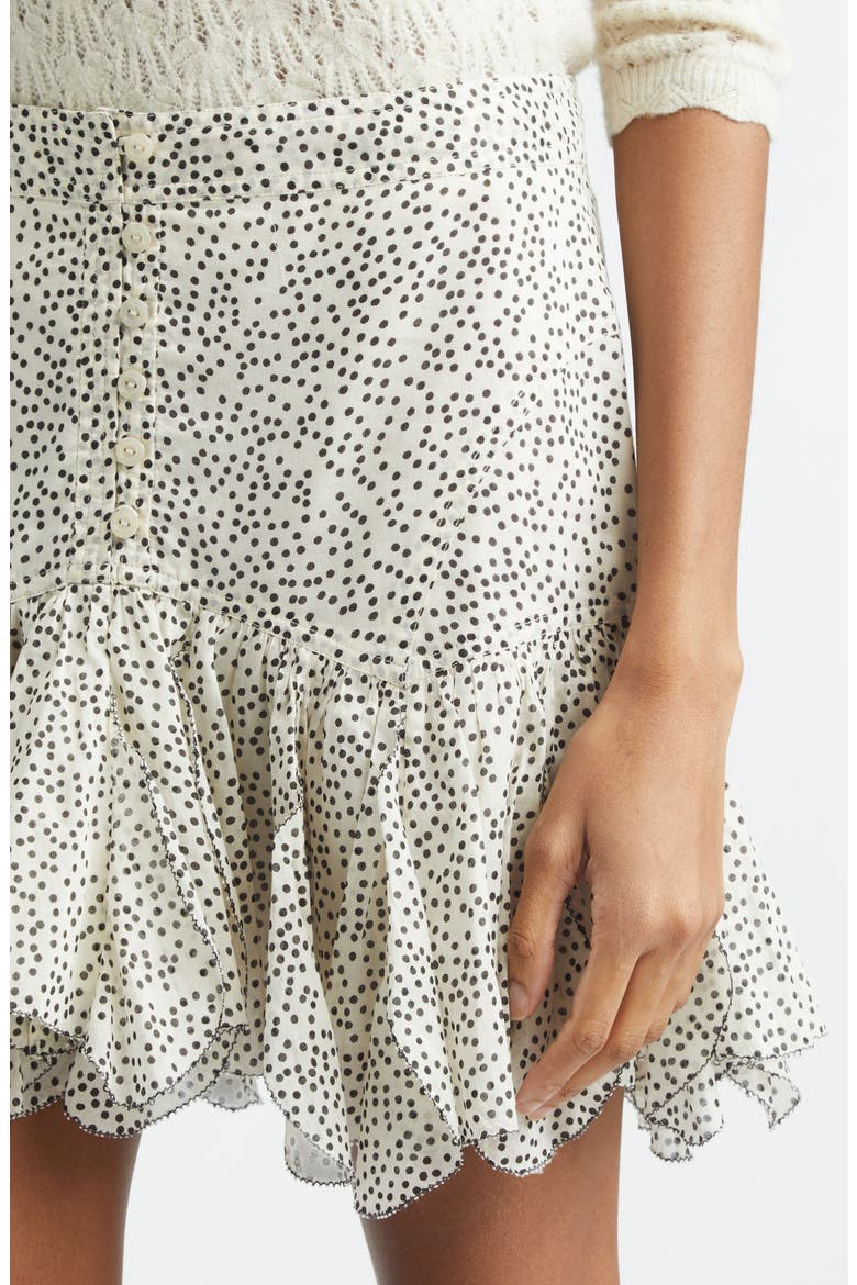 Daneen Ruffle Cotton Miniskirt, Alternate, color, ECRU/ BLACK