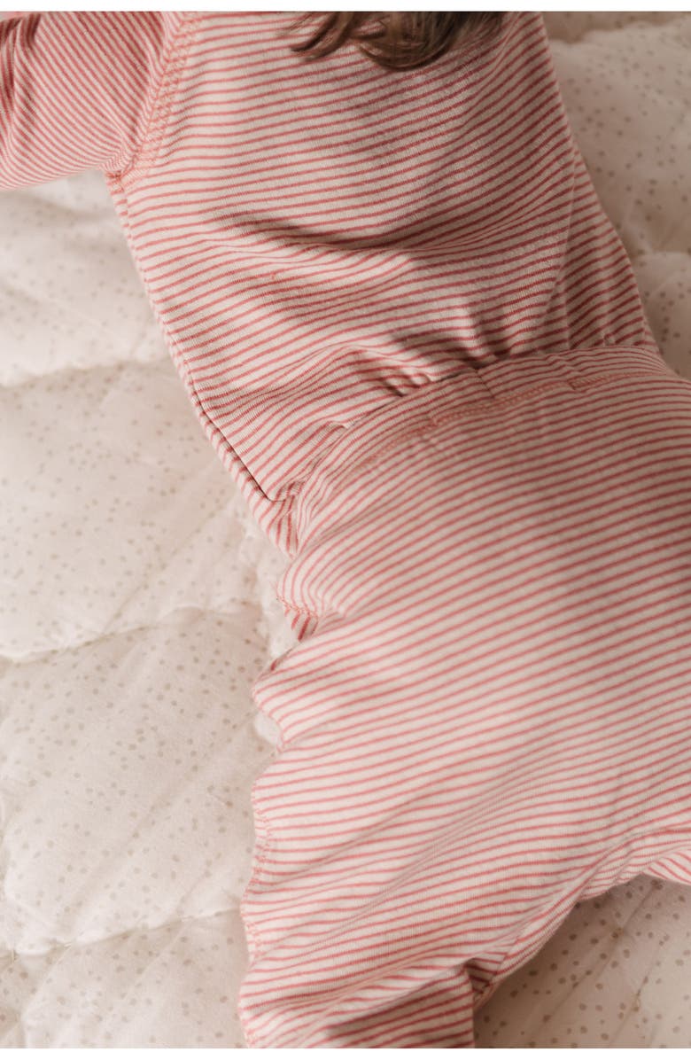 Pehr Sailor Stripe Raglan Sleeve Organic Cotton Bodysuit, Alternate, color, Tea Rose