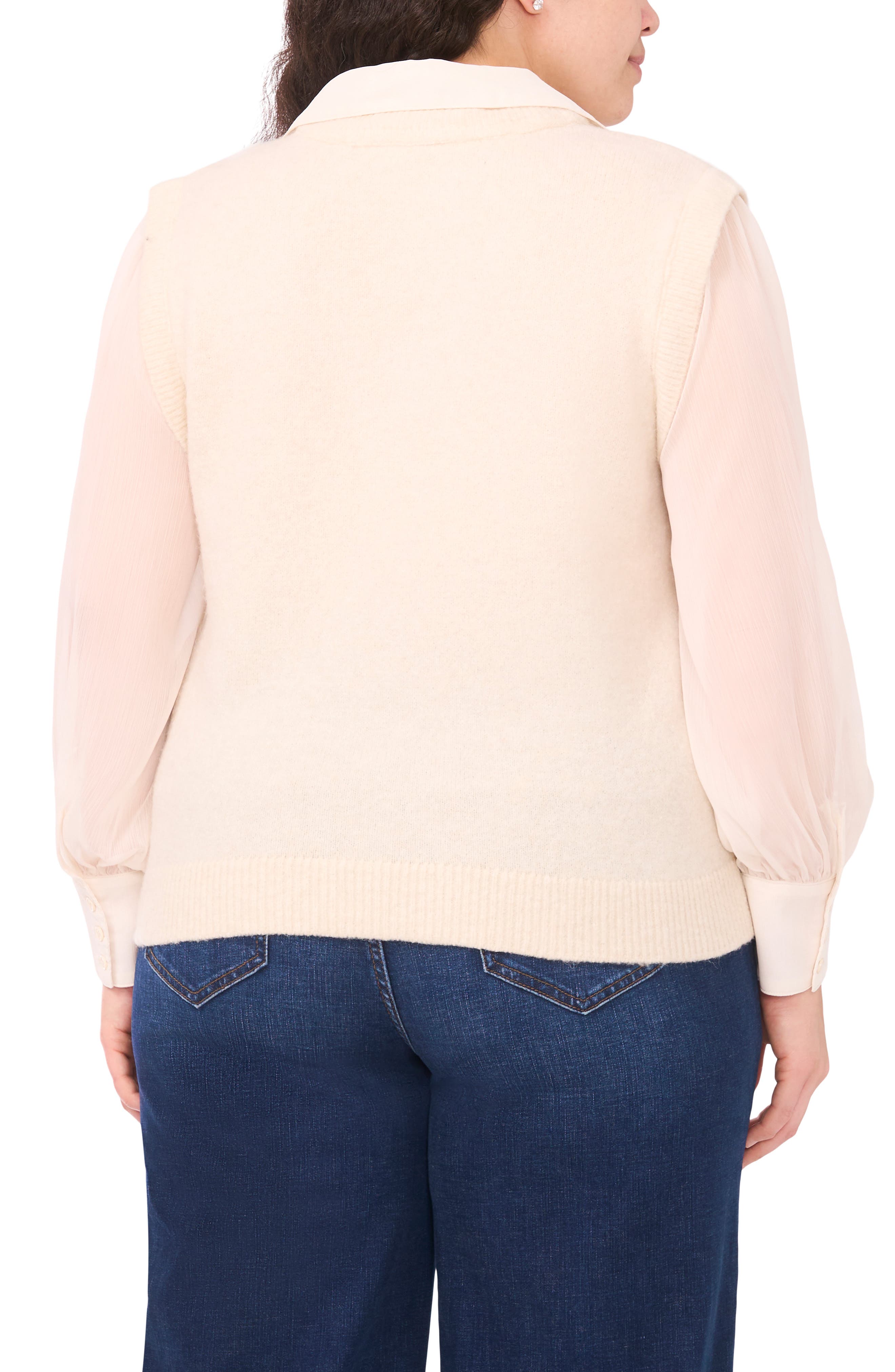 Mixed Media Long Sleeve Sweater - image 4