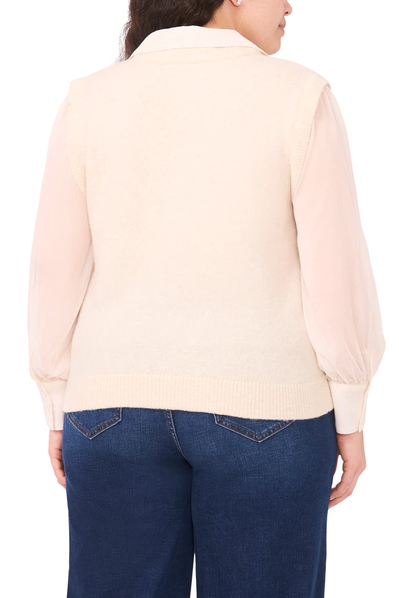 Mixed Media Long Sleeve Sweater, Alternate, color, BIRCH