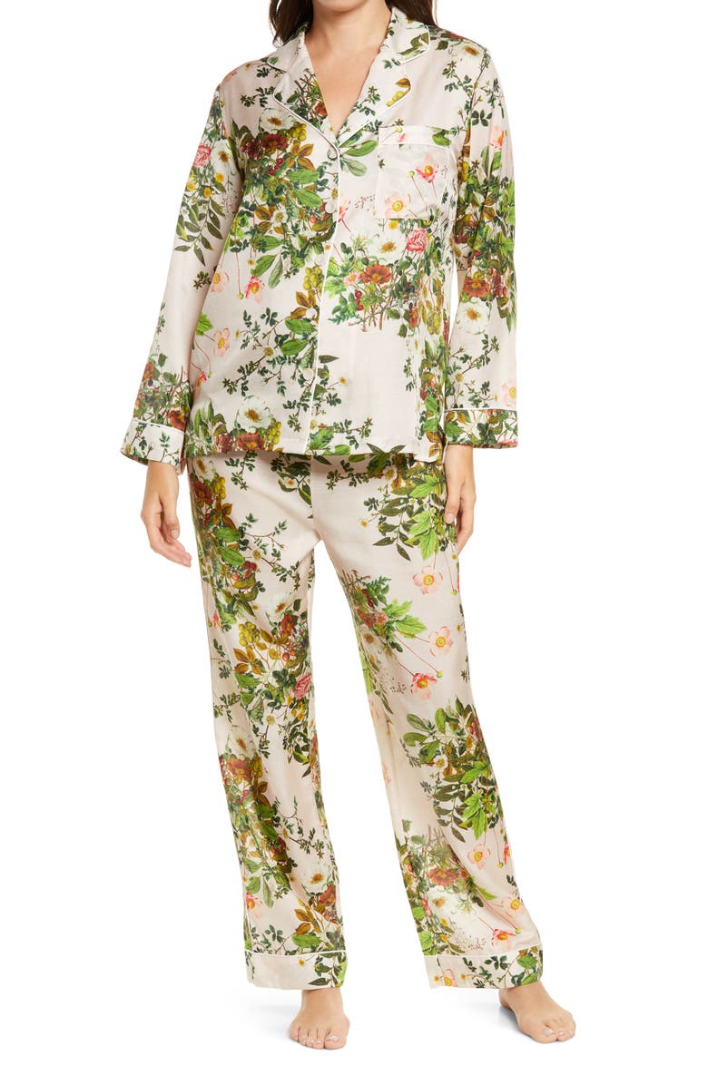 Papinelle x Karen Walker Love Letter Cotton & Silk Pajamas, Main, color, 