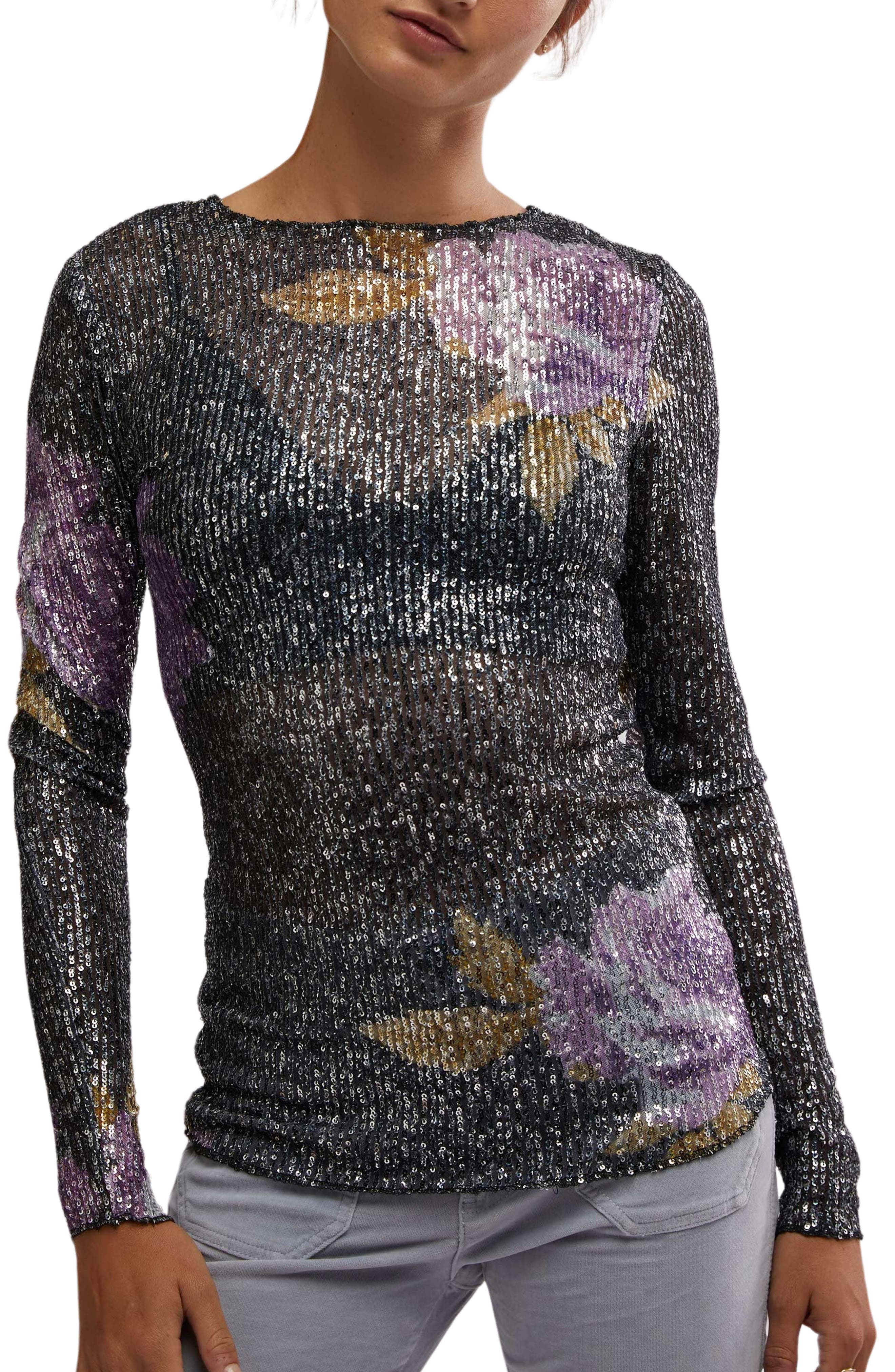 Free People Gold Rush Sequin Top