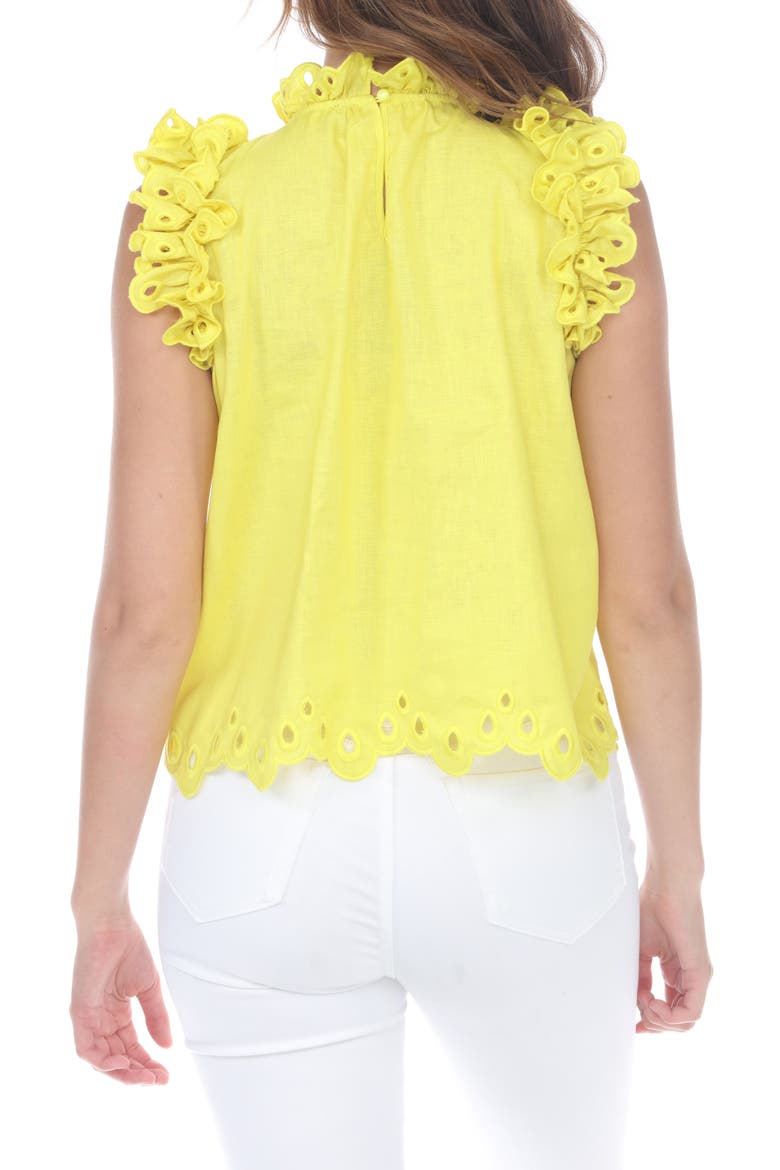 Eyelet Linen & Cotton Top, Alternate, color, YELLOW