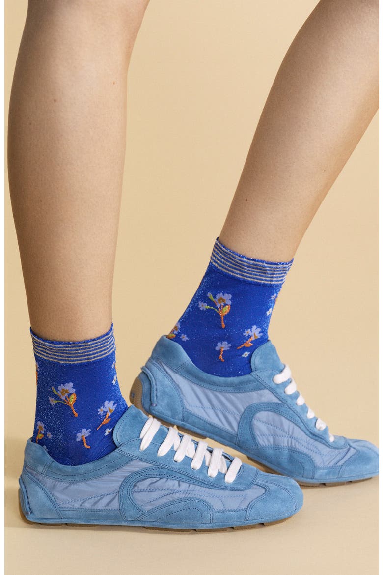Lumiesta Flora Crew Socks, Alternate, color, COBALT
