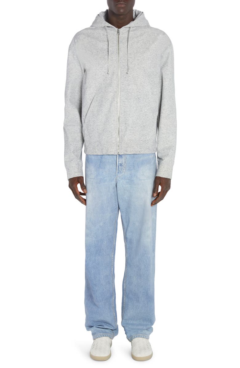 Bottega Veneta Heather Print Leather Zip Hoodie, Alternate, color, 