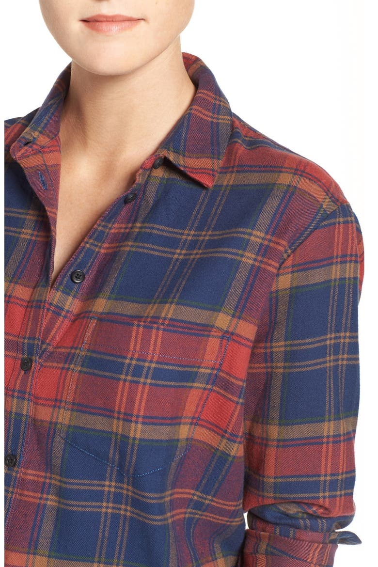 Ex-Boyfriend Shrunken Flannel Boyfriend Shirt, Alternate, color, FADED BEGONIA