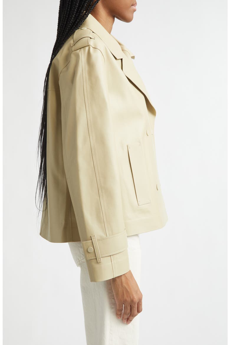 Heathcliff Crop Leather Trench Coat, Alternate, color, STONE KHAKI