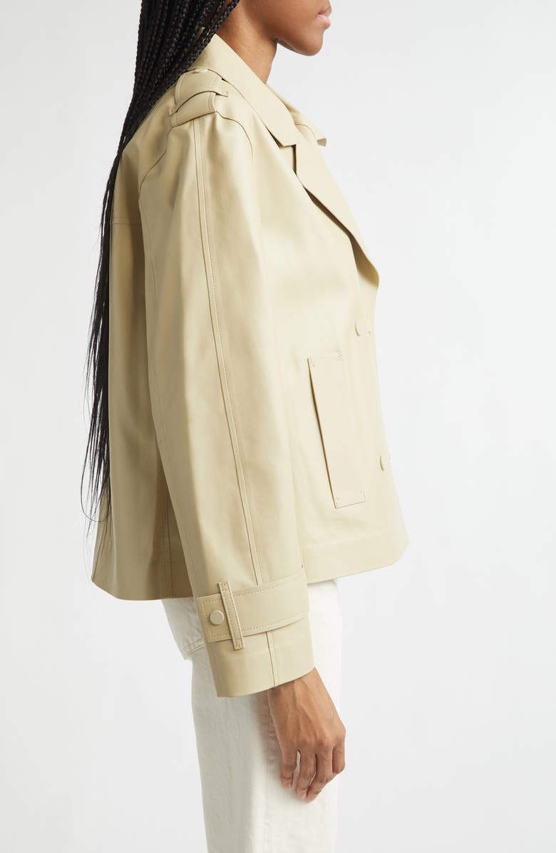 Veronica Beard Heathcliff Crop Leather Trench Coat, Alternate, color, Stone Khaki