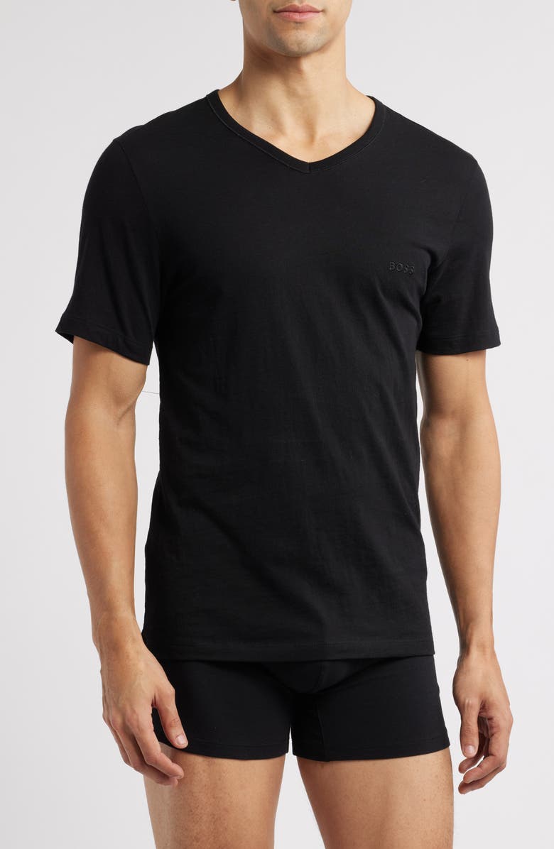 BOSS 3-Pack V-Neck T-Shirts, Main, color, Black