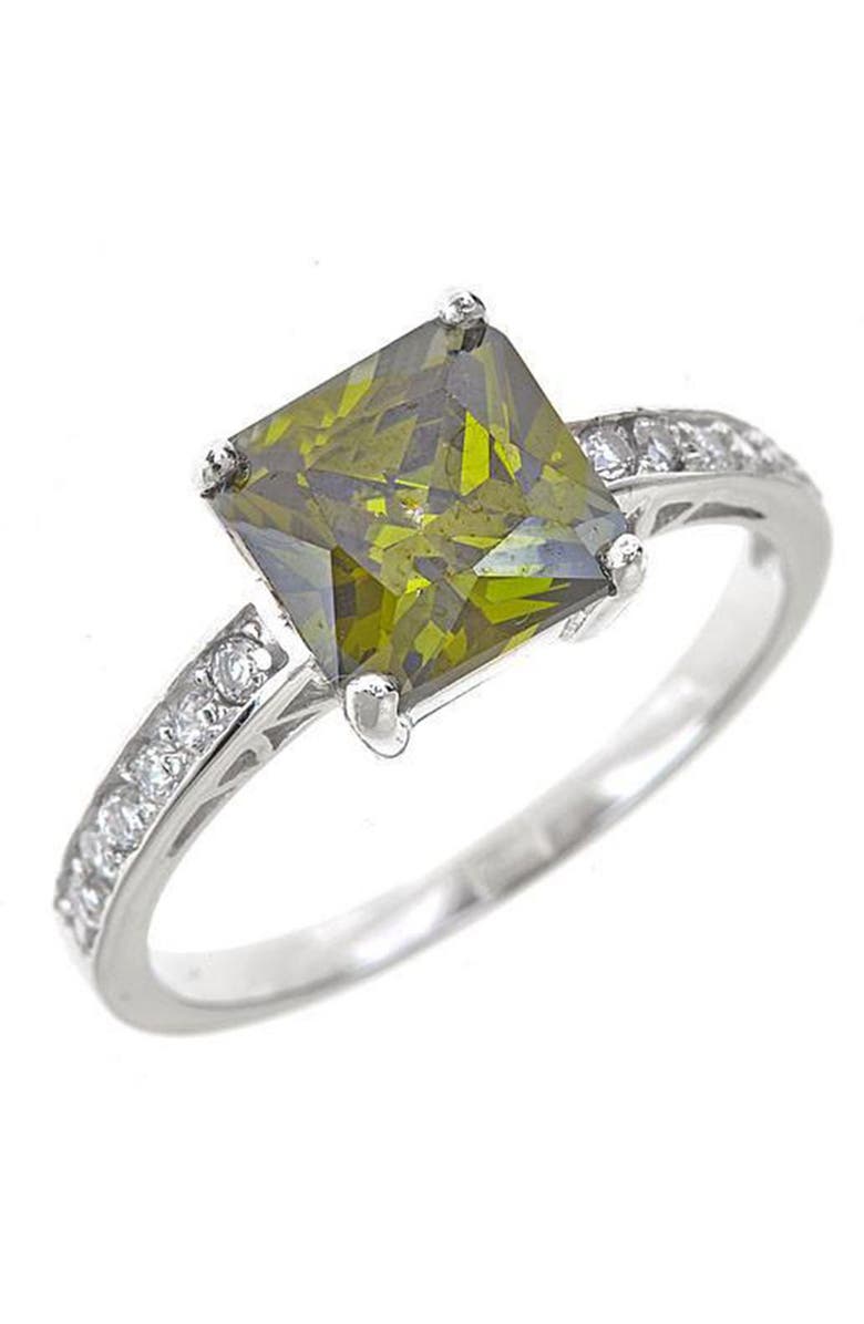 Sterling Forever Sterling Silver Princess Cut Cubic Zirconia Ring, Alternate, color, 