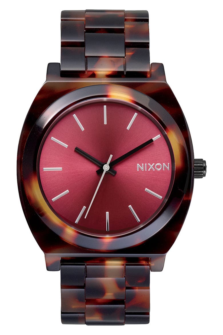 The Time Teller Acetate Bracelet Watch, 40mm, Main, color, TORTOISE / OXBLOOD