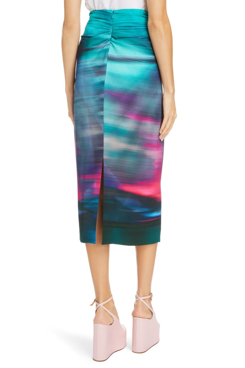 Stanley Ferris Wheel Print Pencil Skirt, Alternate, color, TURQUOISE 503