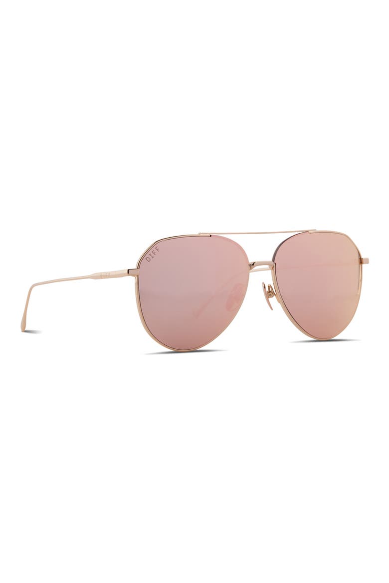 Dash 61mm Mirrored Aviator Sunglasses, Alternate, color, PEACH MIRROR