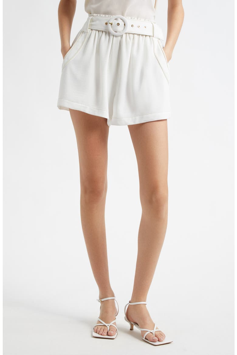 Petra Belted Shorts, Main, color, IVORY