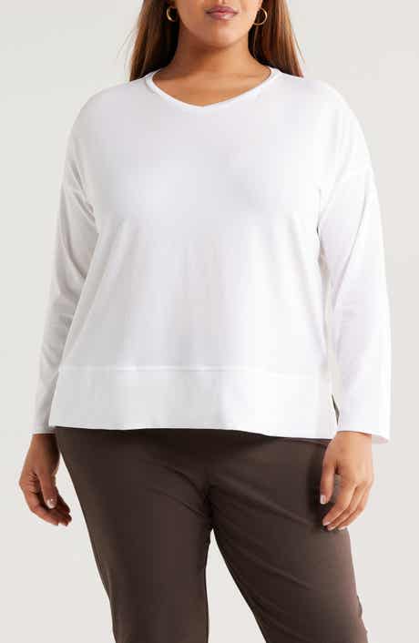 Boxy Long Sleeve V-Neck Top