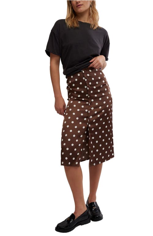 Shop Free People Analise Polka Dot Button-up Midi Skirt In Pinecone Combo