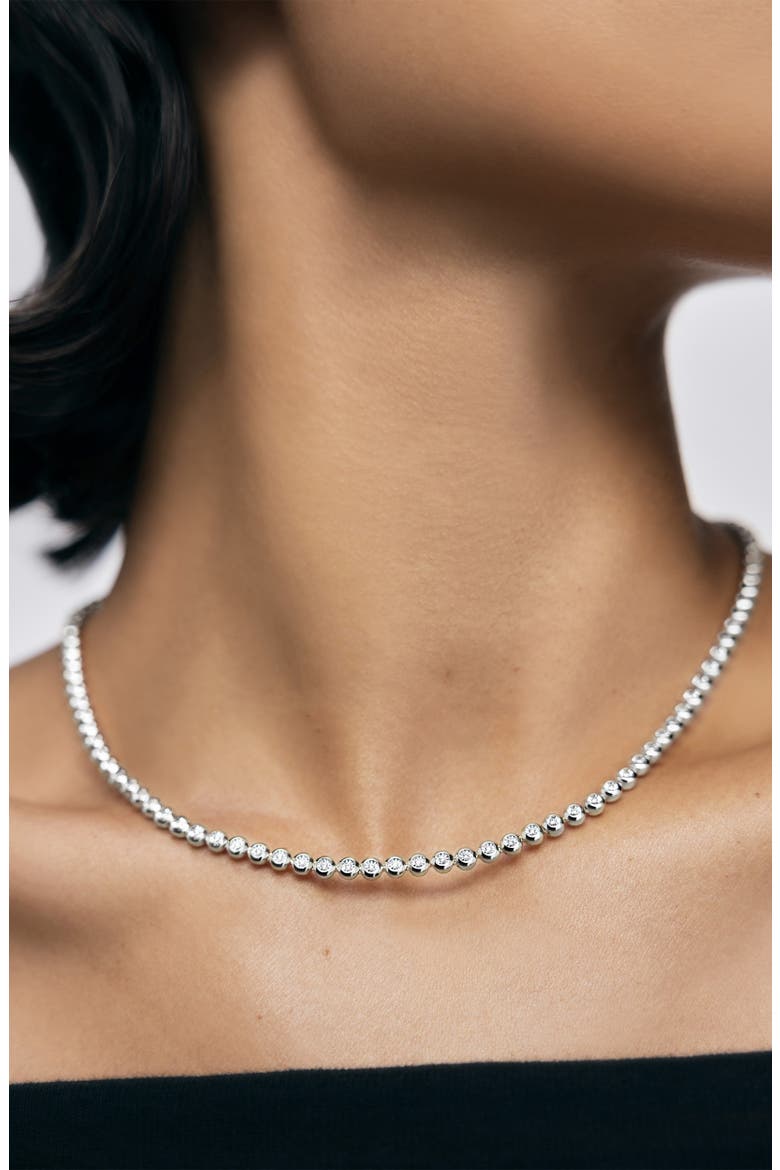Lab Grown Diamond Bezel Tennis Necklace, Alternate, color, STERLING SILVER / DIAMOND