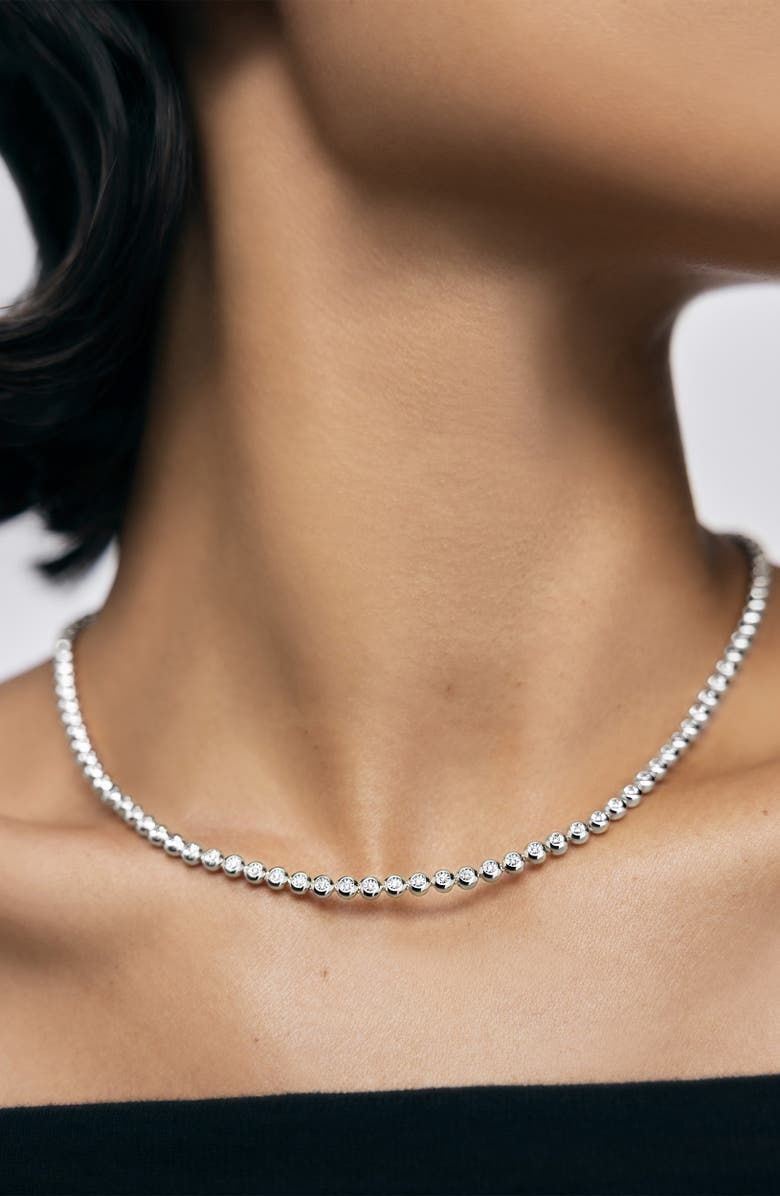 Monica Vinader Lab Grown Diamond Bezel Tennis Necklace, Alternate, color, Sterling Silver / Diamond