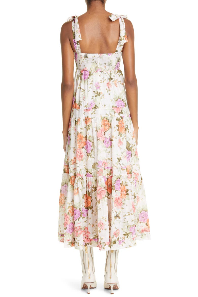 Pattie Tie Shoulder Cotton Maxi Dress, Alternate, color, CREAM FLORAL
