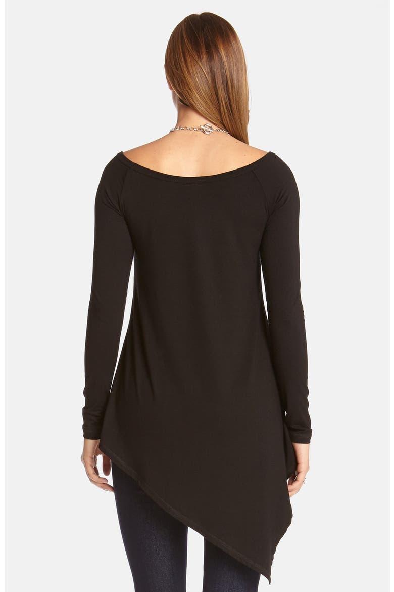 Asymmetrical Hem Bateau Neck Top, Alternate, color, BLACK