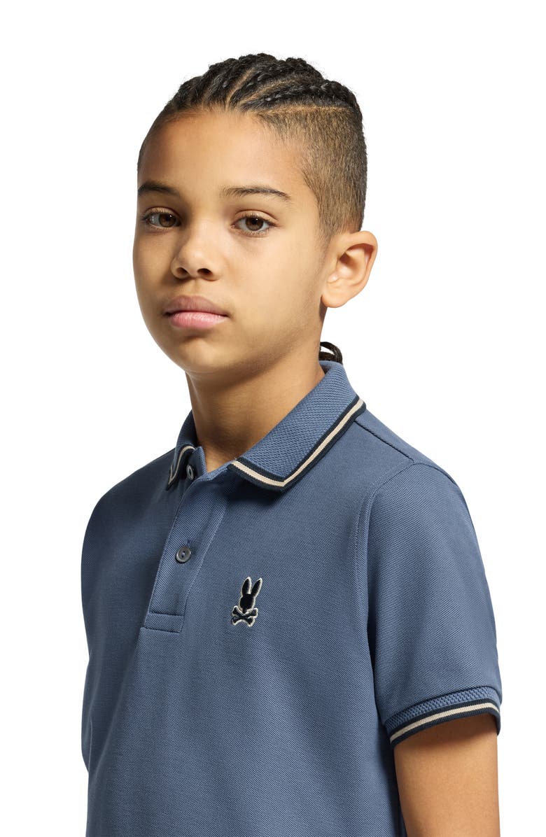 Psycho Bunny Kids' Foxton Cotton Pique Polo, Alternate, color, Vintage Indigo