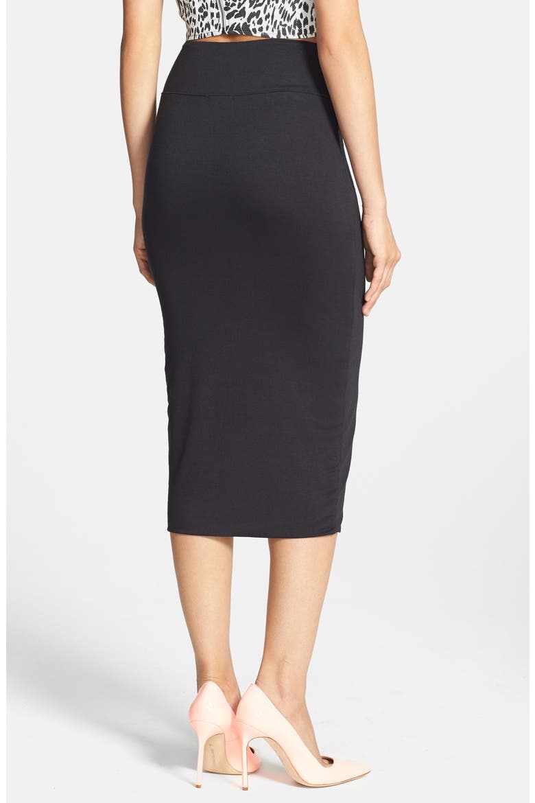 High Waist Tube Midi Skirt, Alternate, color, BLACK