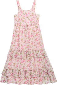 RARE, TOO! Kids' Floral Print Sleeveless Chiffon Tiered Dress