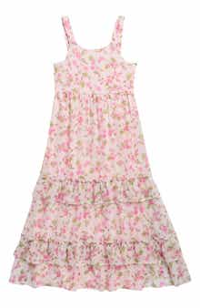 RARE, TOO! Kids' Floral Print Sleeveless Chiffon Tiered Dress