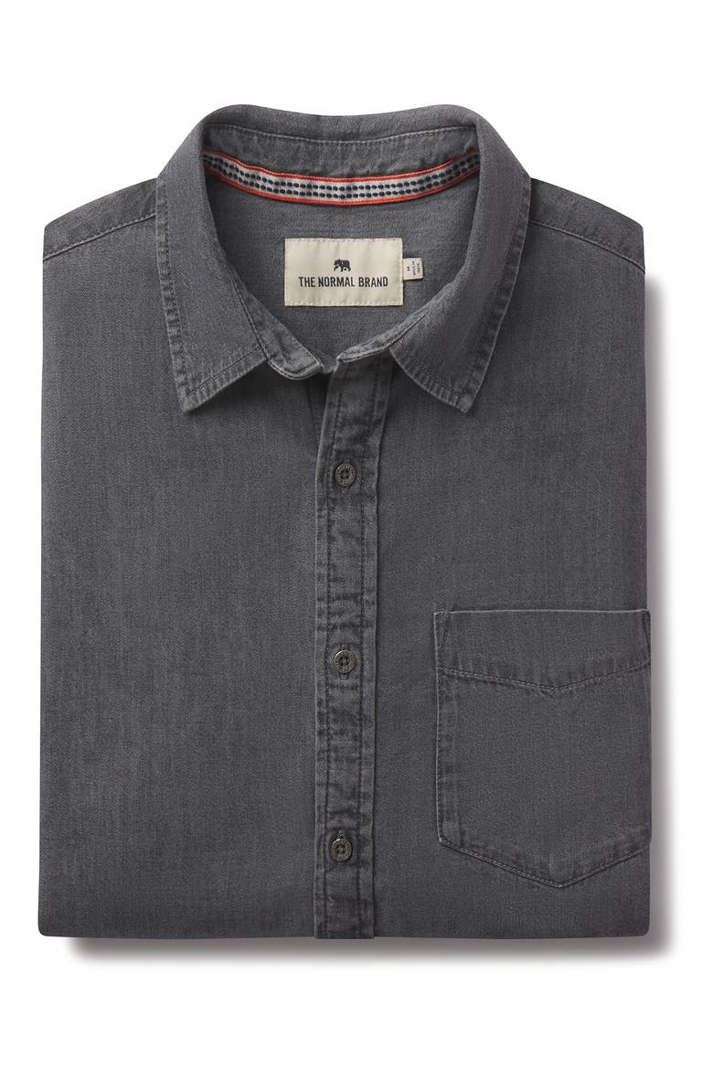 Denim Button-Up Shirt, Alternate, color, GREY WASH
