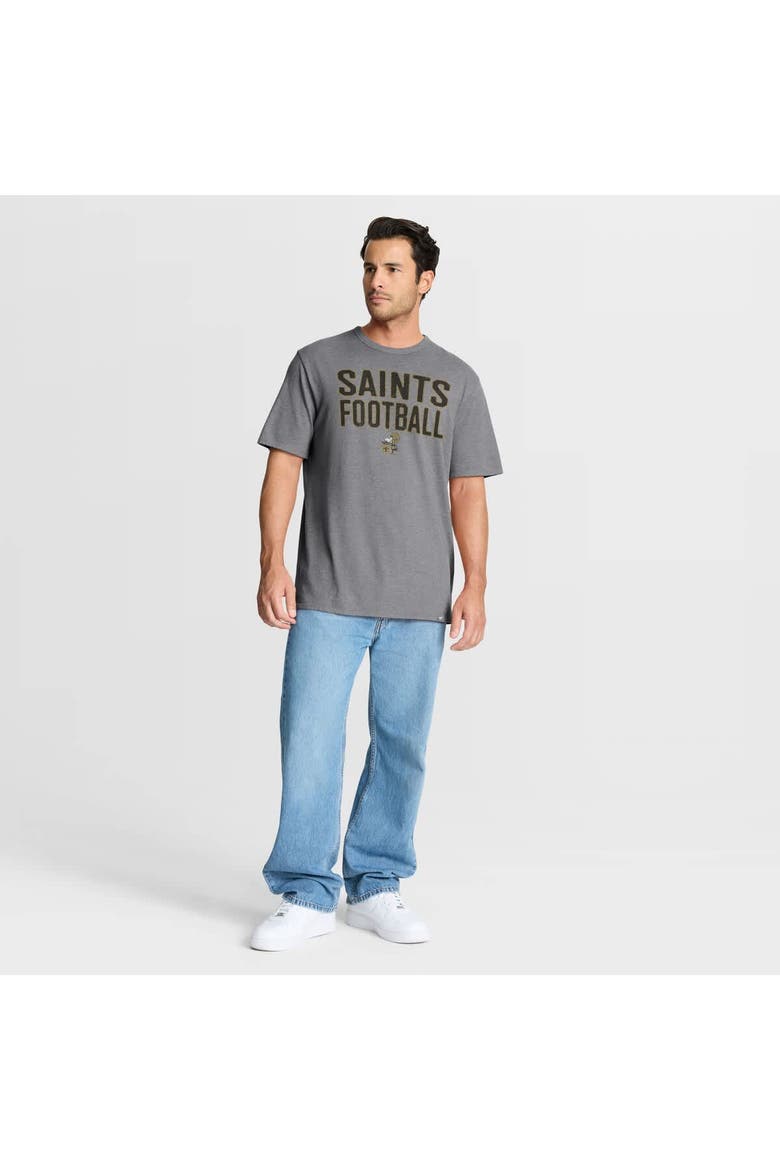 Men's Fanatics Heather Gray New Orleans Saints First Down Tribute Tri-Blend T-Shirt, Alternate, color, Heather Gray