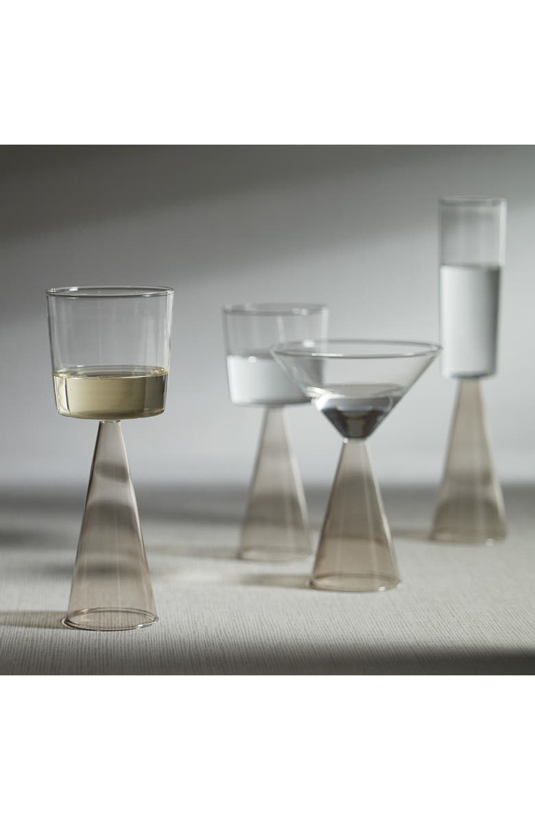 Zodax Viterbo Set of 4 White Wine Glasses, Alternate, color, Clear/ Gray