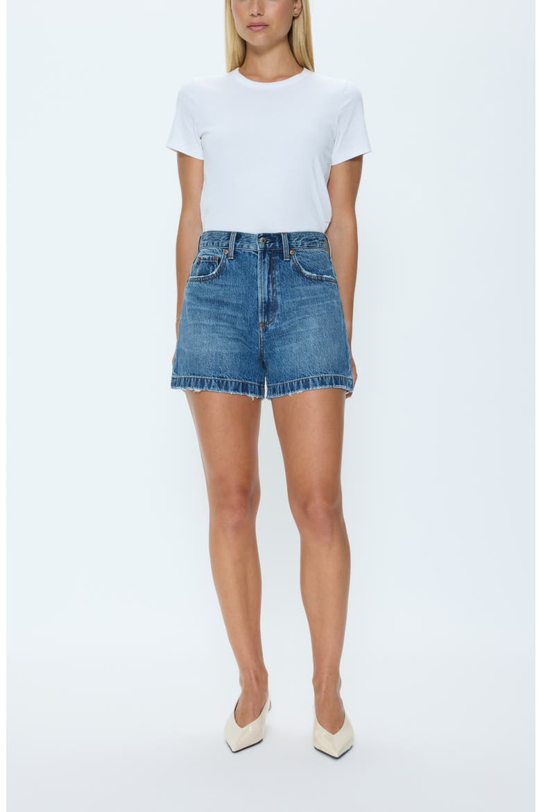 Saige High Waist Denim Shorts, Alternate, color, WISHBONE