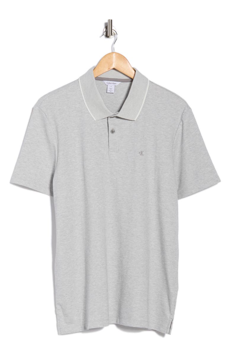 Calvin Klein Birdseye Heather Interlock Polo, Alternate, color, Grey Heather