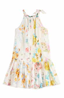 Zimmermann Kids' Halcyon Spliced Floral Print Halter Neck Dress