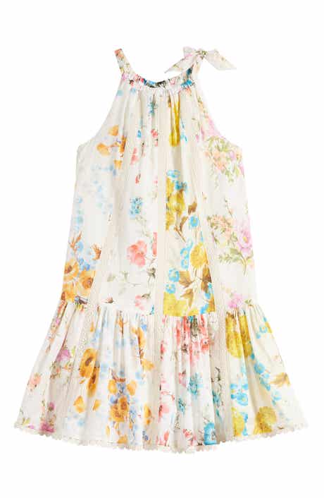 Zimmermann Kids' Halcyon Spliced Floral Print Halter Neck Dress