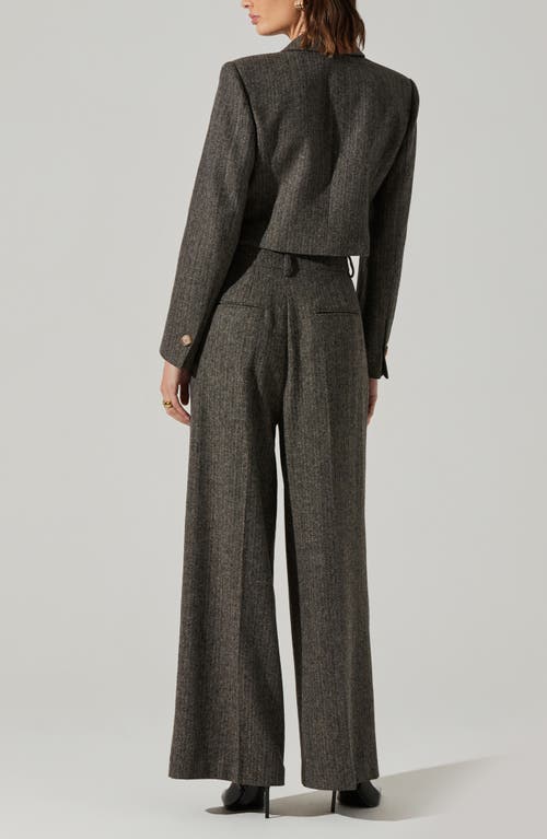 Astr The Label Milani Herringbone High Waist Wide Leg Pants In Brown
