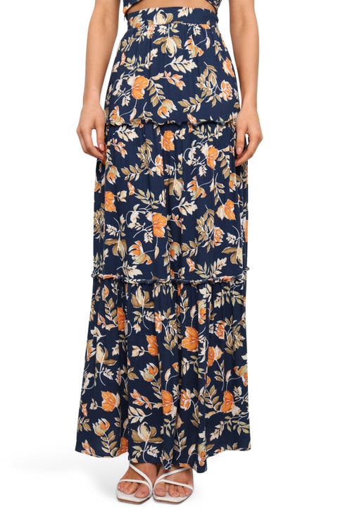 Deaville Floral Tiered Maxi Skirt