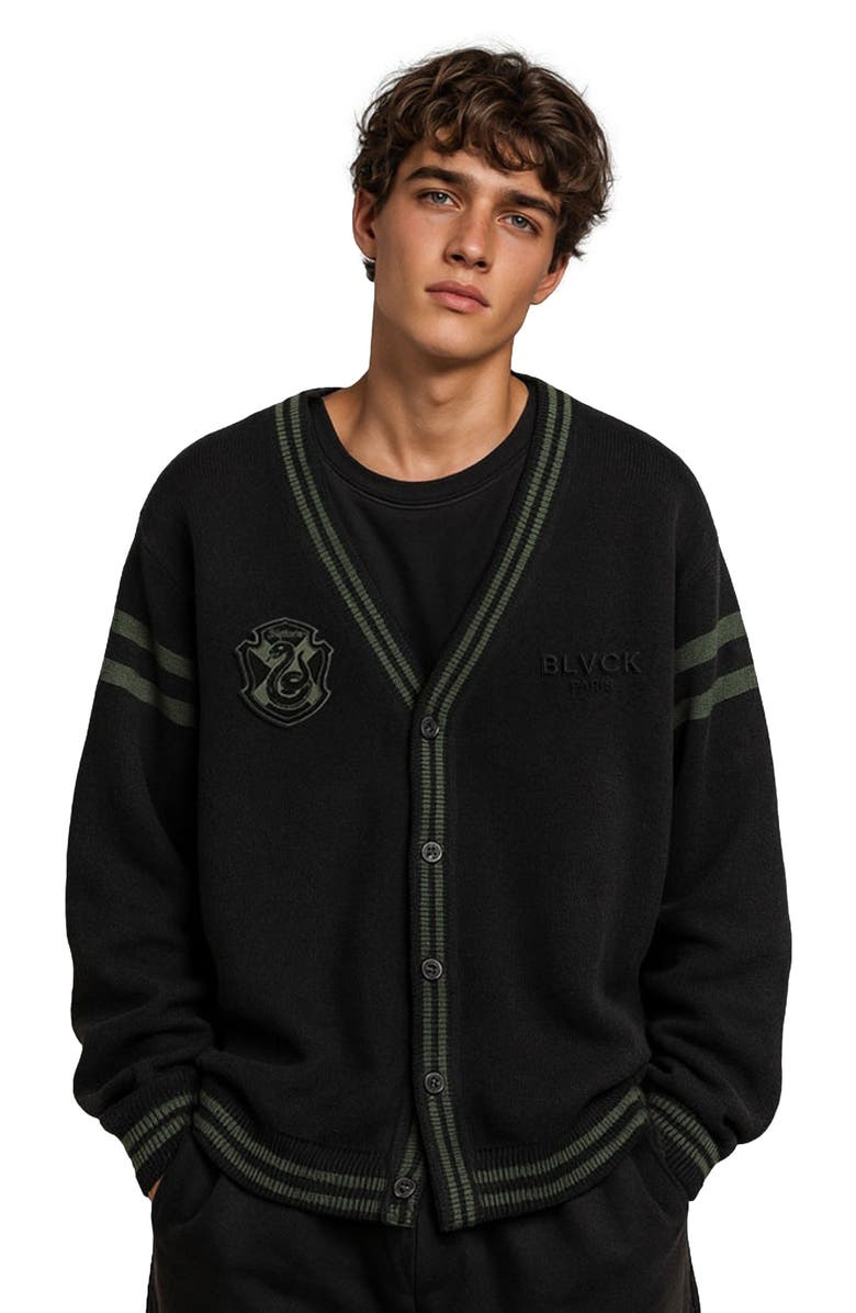 Blvck Harry Potter x Blvck Slytherin Cardigan, Main, color, Black/Green